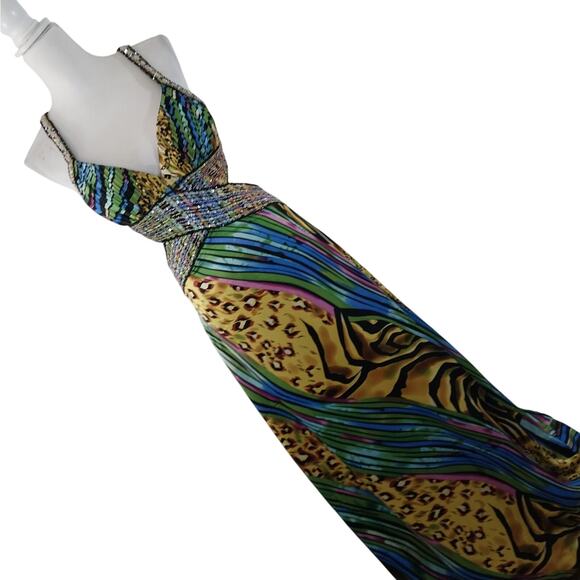 La Femme Vibrant Animal Print Maxi Dress - Picture 12 of 12